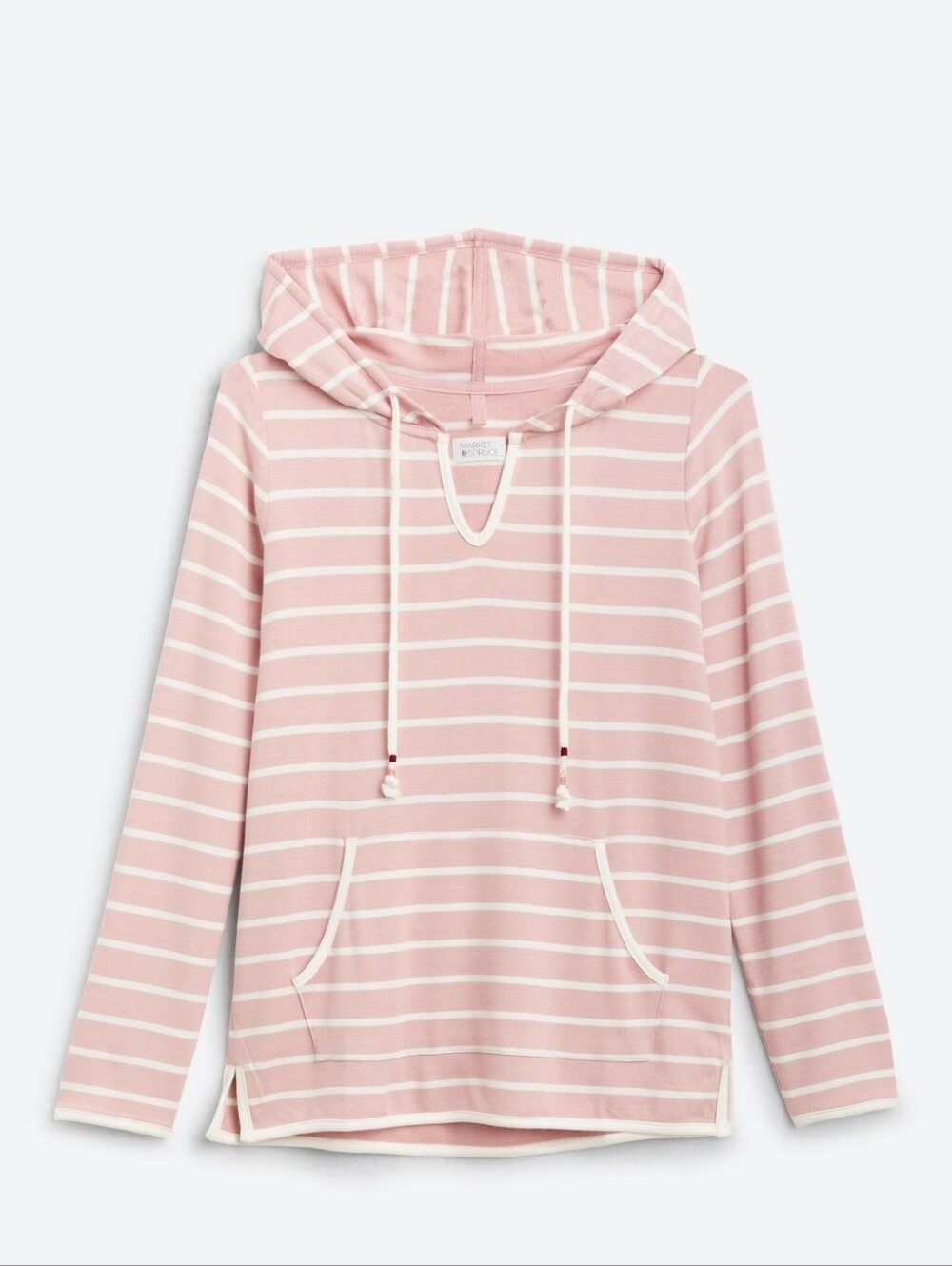 Market & Spruce Malala Split Neck French Terry Hoodie (Size Small)